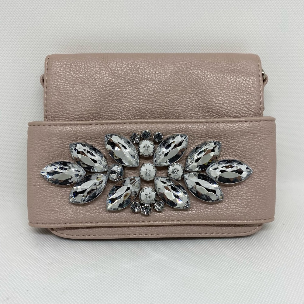 Kimchi Blue Embellished Crossbody Clutch in Soft Pink Faux Leather Lined w/Stars